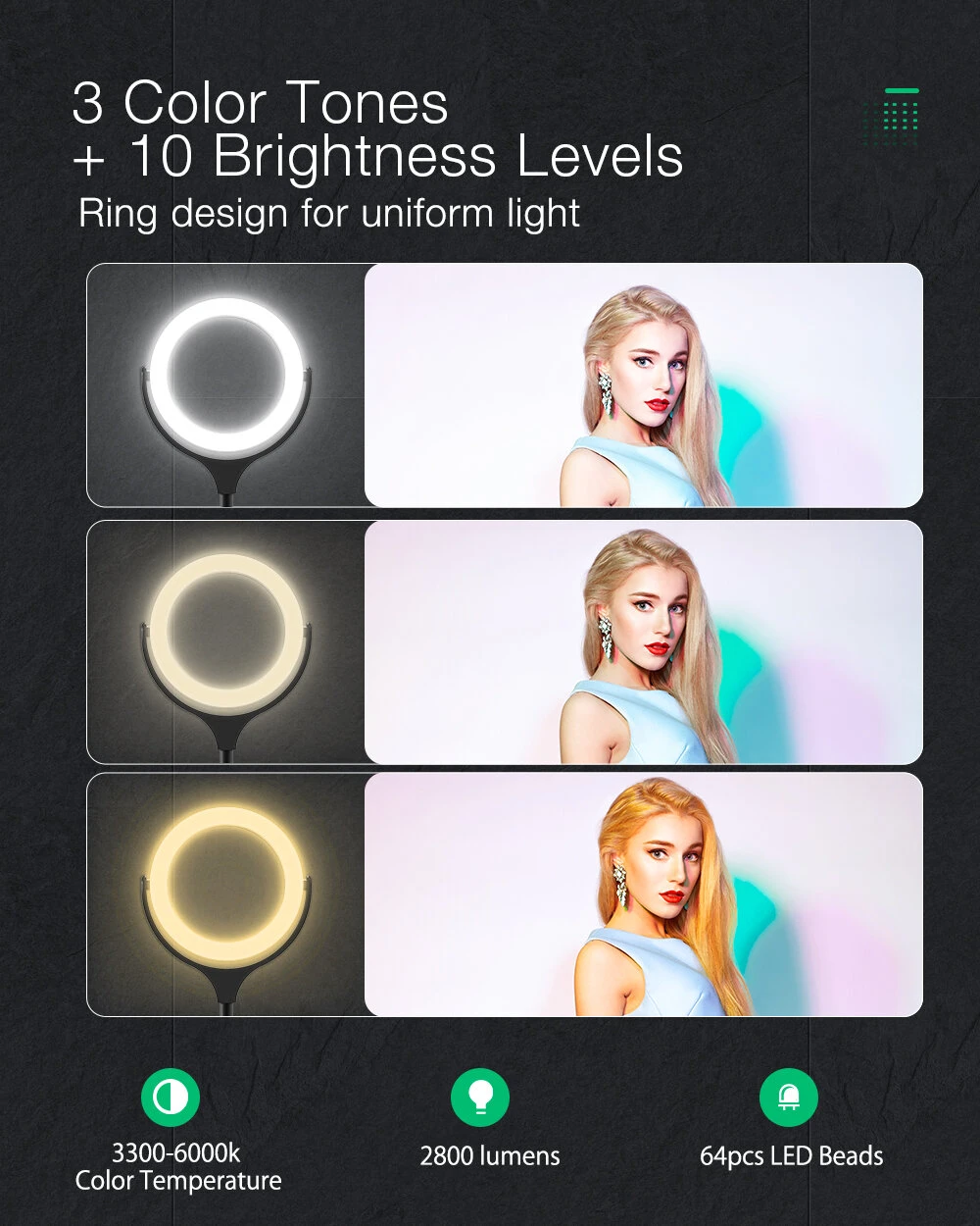 BlitzWolf® BW-SL4 Dimmable Ring Light Night Light Desktop Selfie Phone Holder bluetooth Remote for Live Vlog YouTube TikTok Makeup