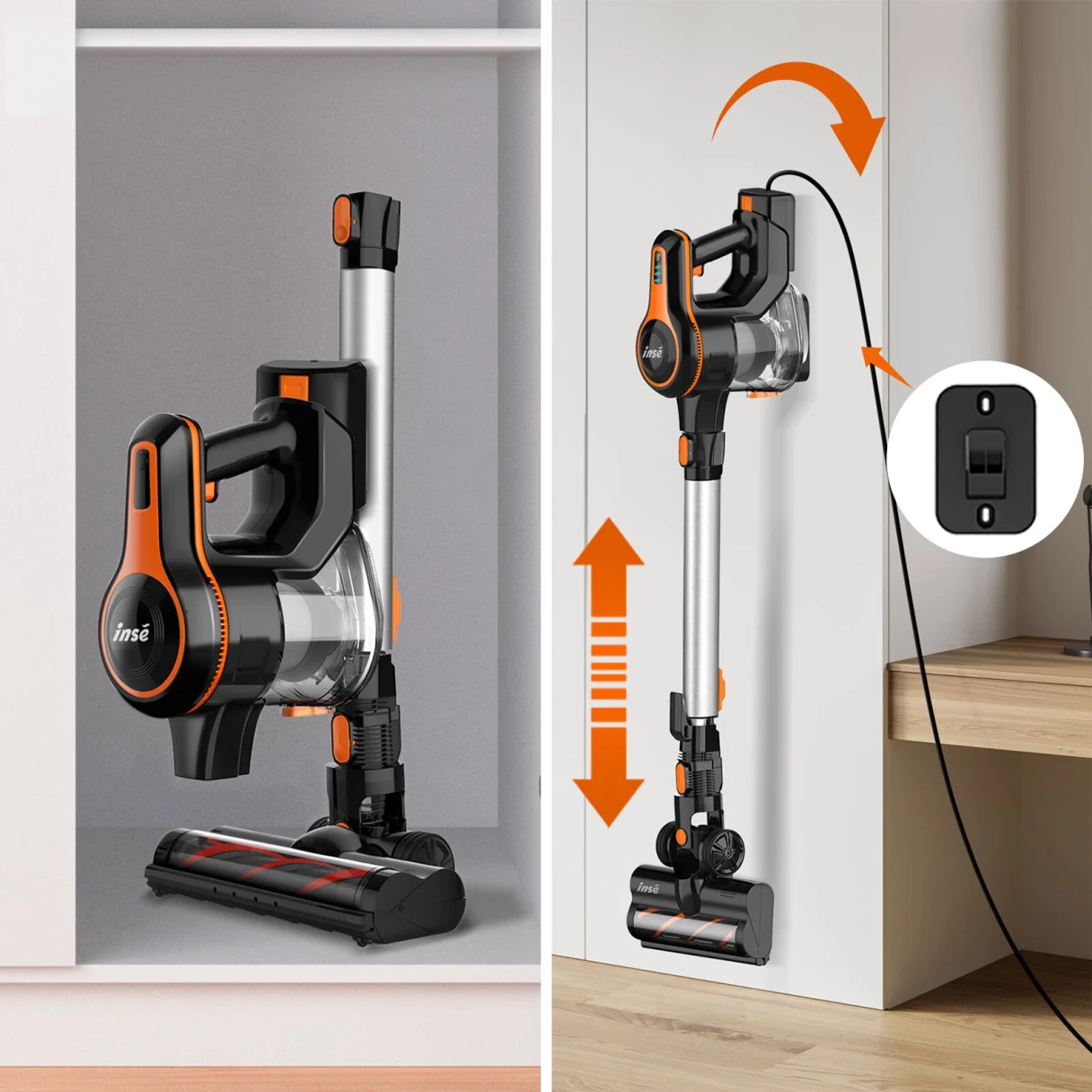 [EU Direct]INSE S600 Cordless Stick Vacuum Cleaner 250W Brushless Motor 25Kpa Suction 1.2L Dustbin Lightweight with HEPA Filter and LED Motorized Brush