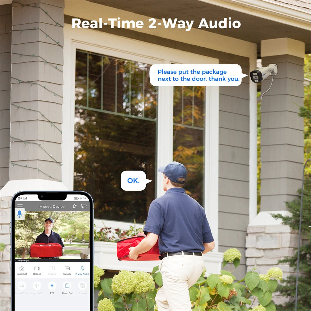 PK-4YHB785 5MP WiFi IP Camera Guard Viewer Security System EU Plug Human Vehicle Detection 2-Way Audio Night Vision IP67 Weatherproof