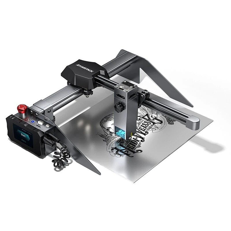 AtomStack P9 M50 50W Laser Engraving Machine Eye Protection 220*250mm Engraving Area 0.01mm High Accuracy CNC Laser Cutter for Wood Metal Acrylic Glass
