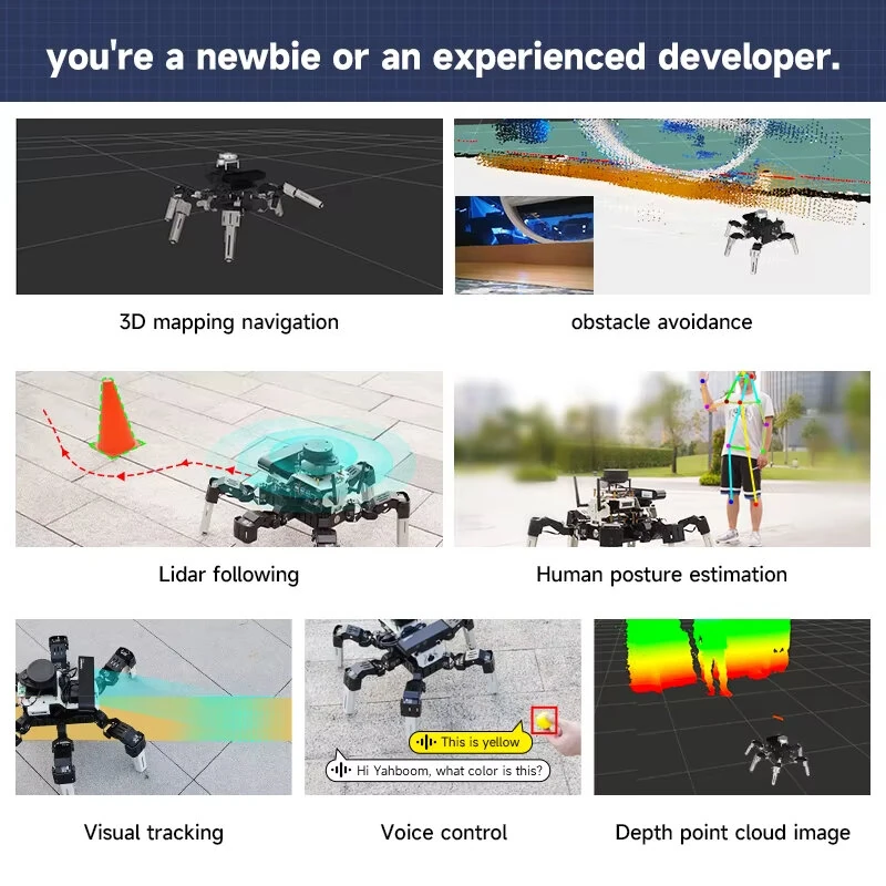 Yahboom 18DOF ROS2 AI Intelligent Recognition DIY Programming Development Hexapod Robot Kit for Raspberry Pi Jetson Nano