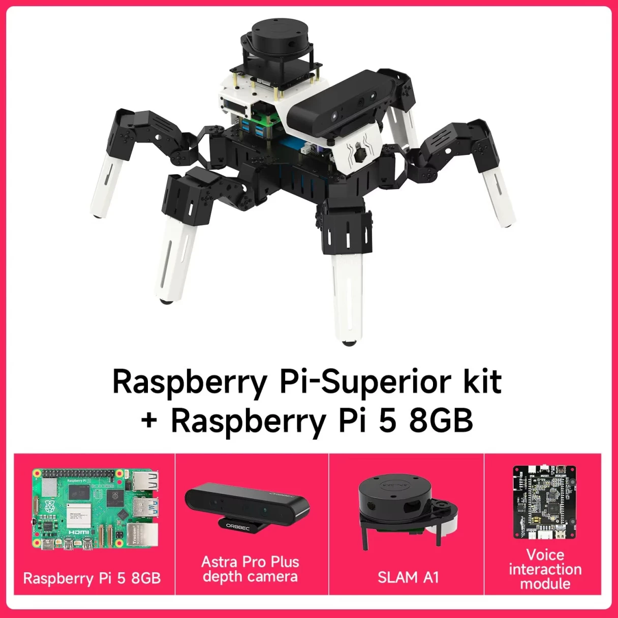 Yahboom 18DOF ROS2 AI Intelligent Recognition DIY Programming Development Hexapod Robot Kit for Raspberry Pi Jetson Nano