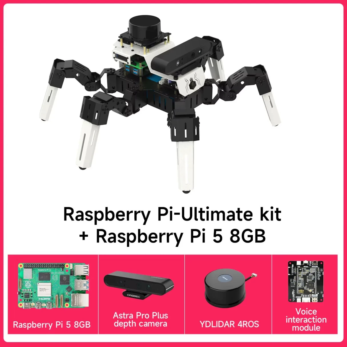 Yahboom 18DOF ROS2 AI Intelligent Recognition DIY Programming Development Hexapod Robot Kit for Raspberry Pi Jetson Nano