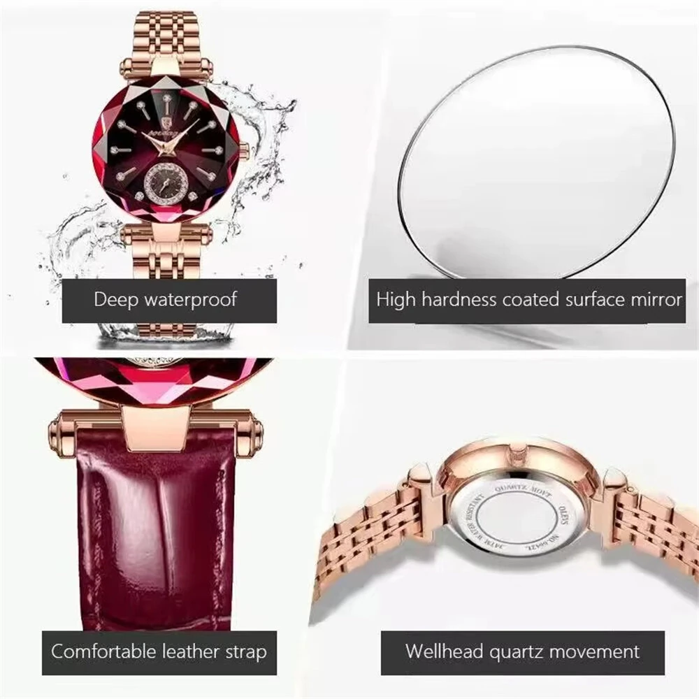 POEDAGAR Women Watches Fashion Rhinestones Dial Leather Quartz Watch Top Brand Luxury Waterproof Ladies Wristwatch