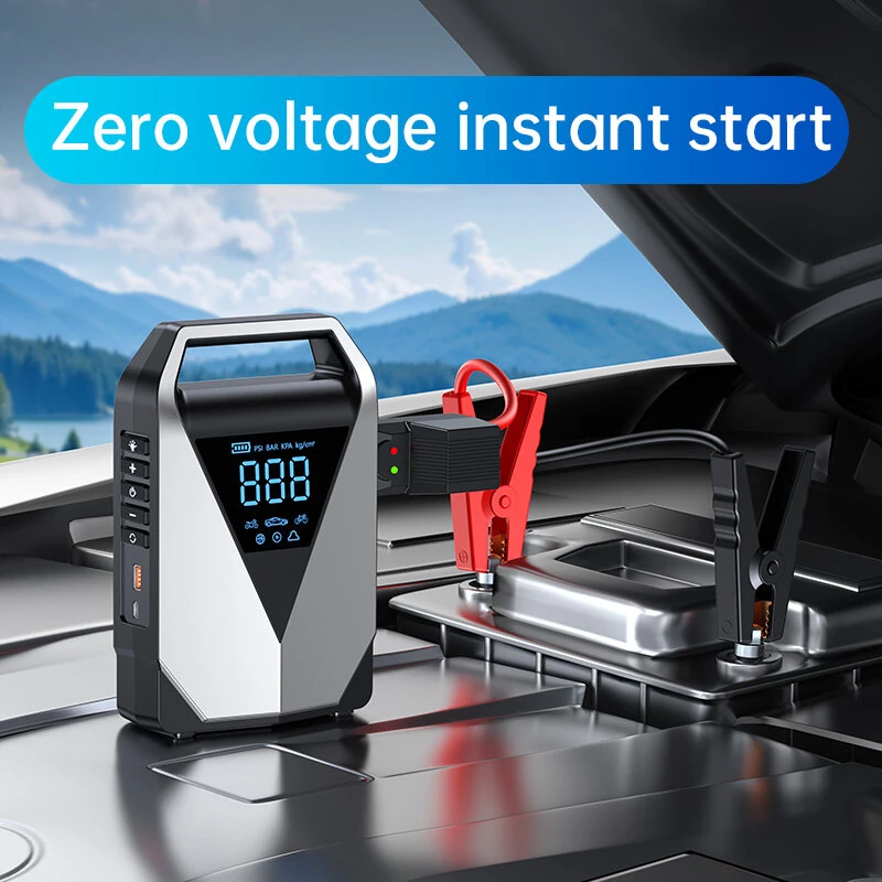 TUERBB 3000A / 4000A 4-in-1 Car Emergency Starter Portable Tire Inflator Multifunctional Jump Starter Power Bank for 12V Cars with Up To 8.0L Gasoline And 6.0l Diesel Engines