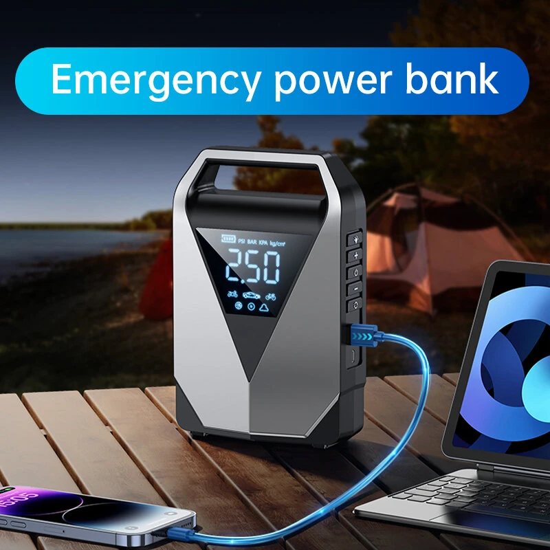 TUERBB 3000A / 4000A 4-in-1 Car Emergency Starter Portable Tire Inflator Multifunctional Jump Starter Power Bank for 12V Cars with Up To 8.0L Gasoline And 6.0l Diesel Engines