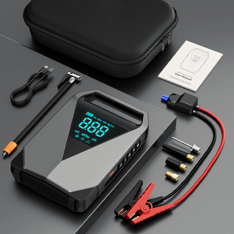 TUERBB 3000A / 4000A 4-in-1 Car Emergency Starter Portable Tire Inflator Multifunctional Jump Starter Power Bank for 12V Cars with Up To 8.0L Gasoline And 6.0l Diesel Engines