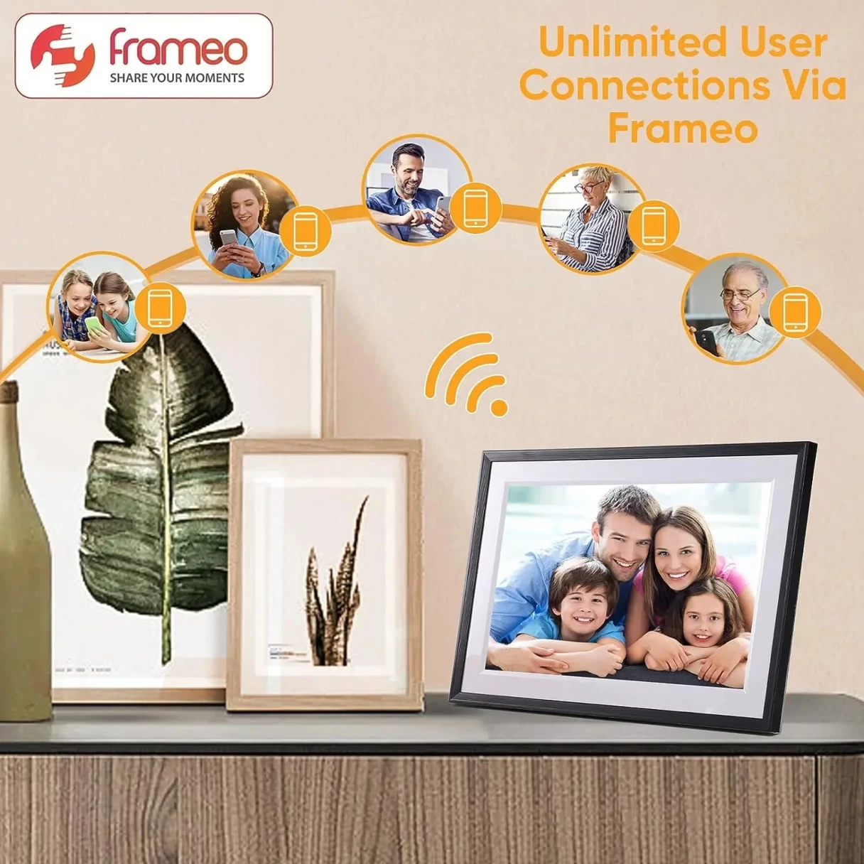 Frameo 10.1"  HD  IPS HD Touch Screen Digital Photo Frame WiFi Cloud Frame Digital Picture Frame 32GB Smart WiFi Digital Photo Frame with 1280x800 Wall Mountable
