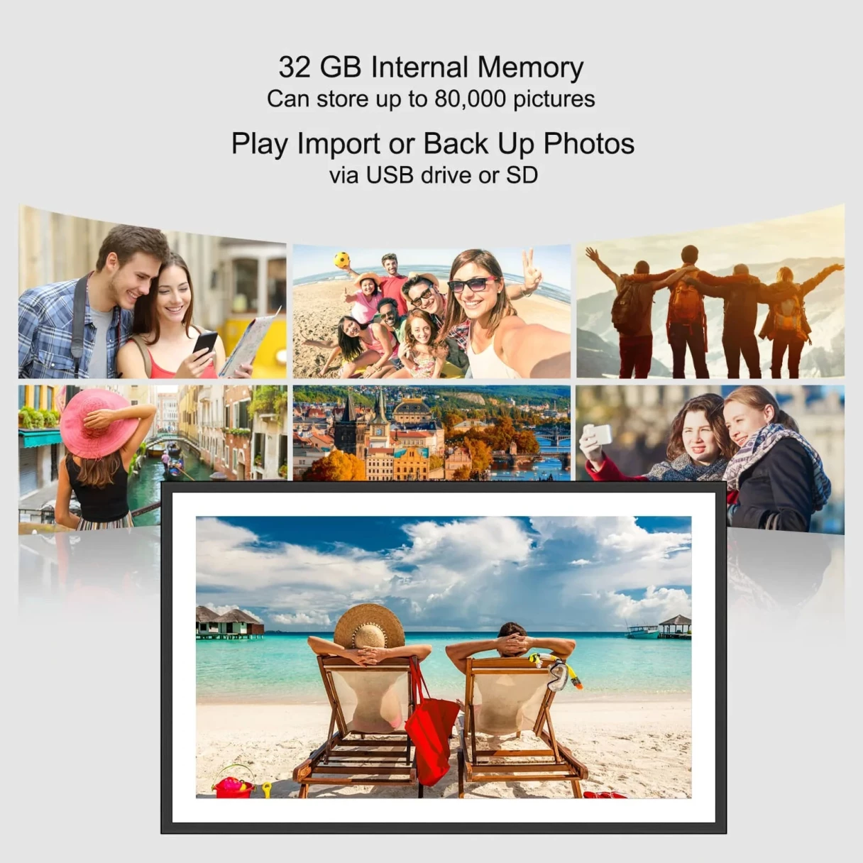 Frameo 10.1"  HD  IPS HD Touch Screen Digital Photo Frame WiFi Cloud Frame Digital Picture Frame 32GB Smart WiFi Digital Photo Frame with 1280x800 Wall Mountable