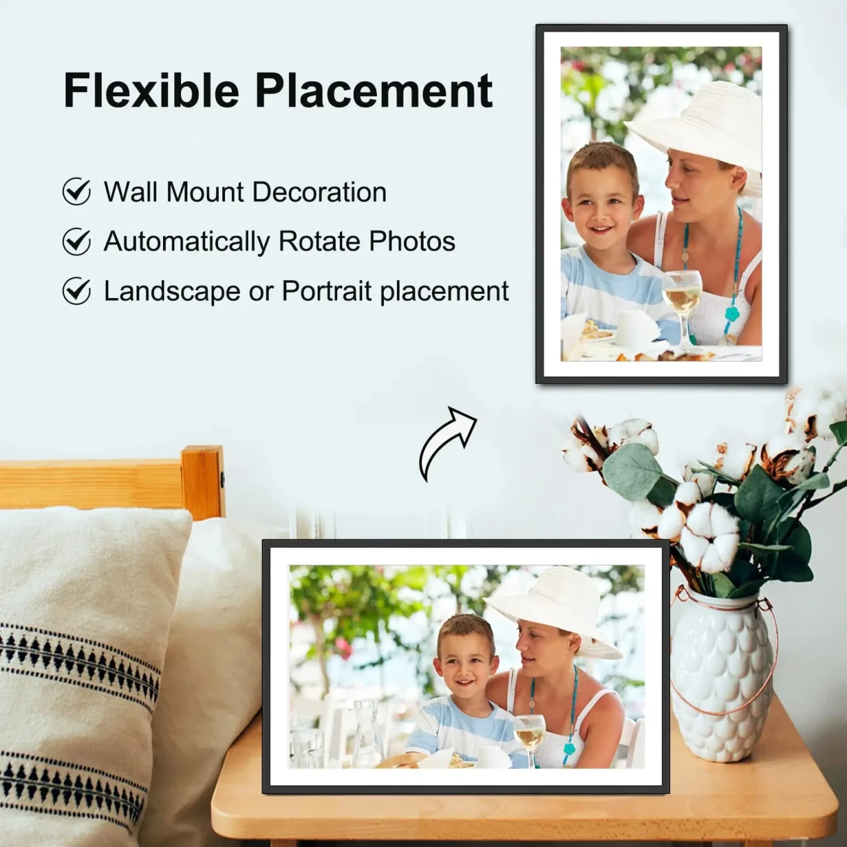 Frameo 10.1"  HD  IPS HD Touch Screen Digital Photo Frame WiFi Cloud Frame Digital Picture Frame 32GB Smart WiFi Digital Photo Frame with 1280x800 Wall Mountable