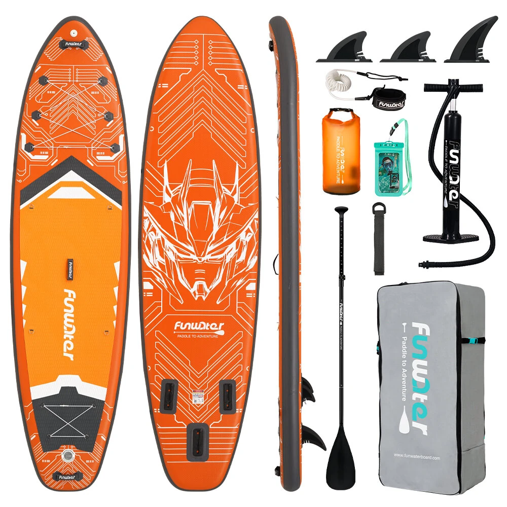 [EU Direct] FunWater 350*90*15CM Longer Wider ISUP Inflatable Stand Up Paddle Board Surfboard For Solor Adventure Fimaly Touring Unisex Adult Paddle Board SUPFW50A,SUPFW50B,SUPFW50C