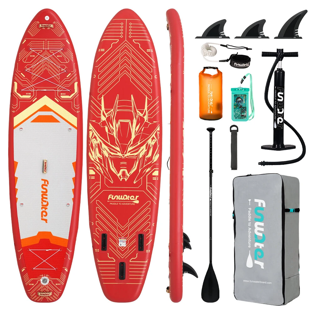 [EU Direct] FunWater 350*90*15CM Longer Wider ISUP Inflatable Stand Up Paddle Board Surfboard For Solor Adventure Fimaly Touring Unisex Adult Paddle Board SUPFW50A,SUPFW50B,SUPFW50C