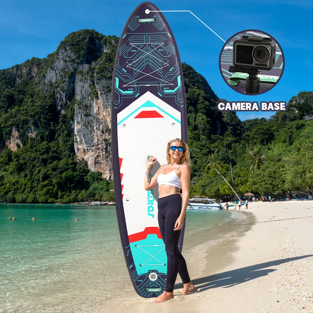 [EU Direct] FunWater 350*90*15CM Longer Wider ISUP Inflatable Stand Up Paddle Board Surfboard For Solor Adventure Fimaly Touring Unisex Adult Paddle Board SUPFW50A,SUPFW50B,SUPFW50C