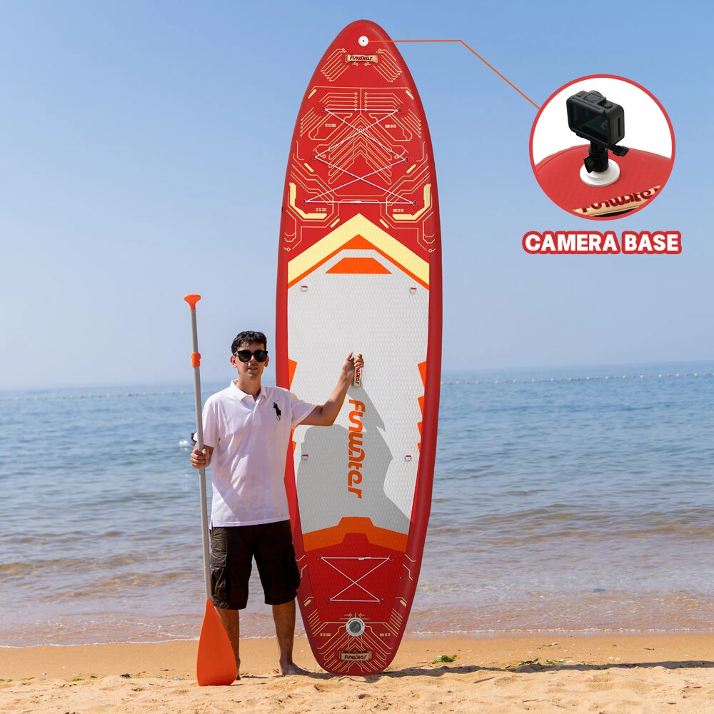 [EU Direct] FunWater 350*90*15CM Longer Wider ISUP Inflatable Stand Up Paddle Board Surfboard For Solor Adventure Fimaly Touring Unisex Adult Paddle Board SUPFW50A,SUPFW50B,SUPFW50C