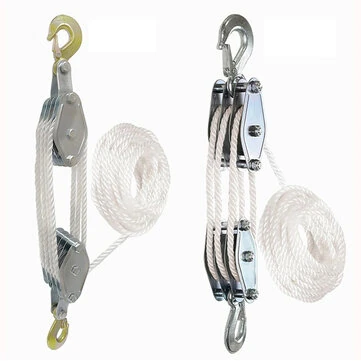 270° Rotatable Rope Pulley Block Zinc Alloy Hook Handheld Crane Heavy Duty Polyethylene Rope Pulley Hoist Manual Lifting Device