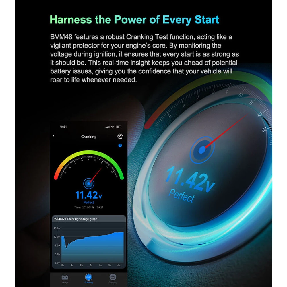 Xparkle BVM02 bluetooth Battery Monitor Real Time Monitoring for Cars Yachts Off-Road Vehicles Trucks RVs Golf Carts Electric Bicycles Motorcycles Scooters
