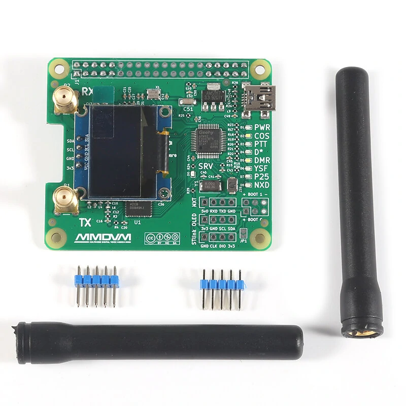 MMDVM_HS_Dual_Hat MMDVM Duplex RX TX UHF VHF Hotspot Board + Antenna + OLED Support P25 DMR YSF NXDN for Raspberry pi