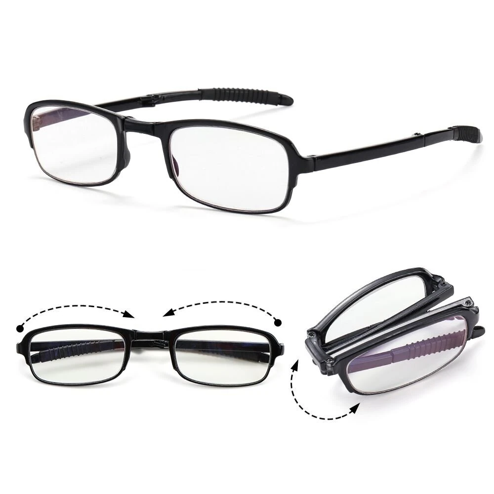 TR90 Folding Reading Glasses with Zipper Case Unisex Portable Lightweight Presbyopic Eyeglasses Readers Eyewear +1.5 ~ 3.5