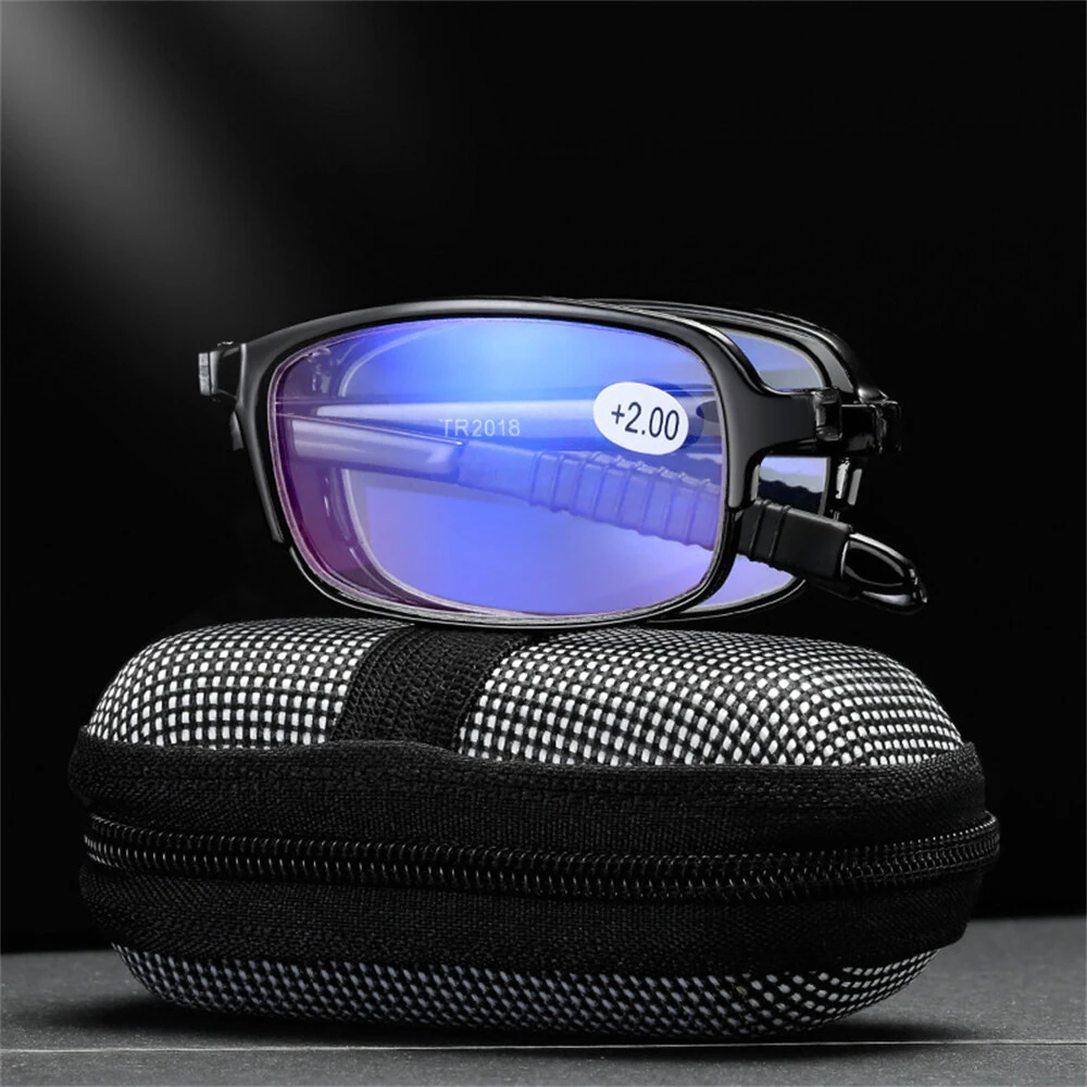 TR90 Folding Reading Glasses with Zipper Case Unisex Portable Lightweight Presbyopic Eyeglasses Readers Eyewear +1.5 ~ 3.5