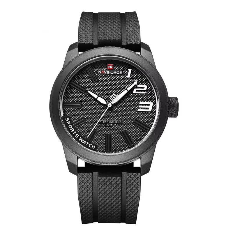 NAVIFORCE Men Sport Watch TPU Strap Simple Dial Quartz Wristwatch Waterproof Watch