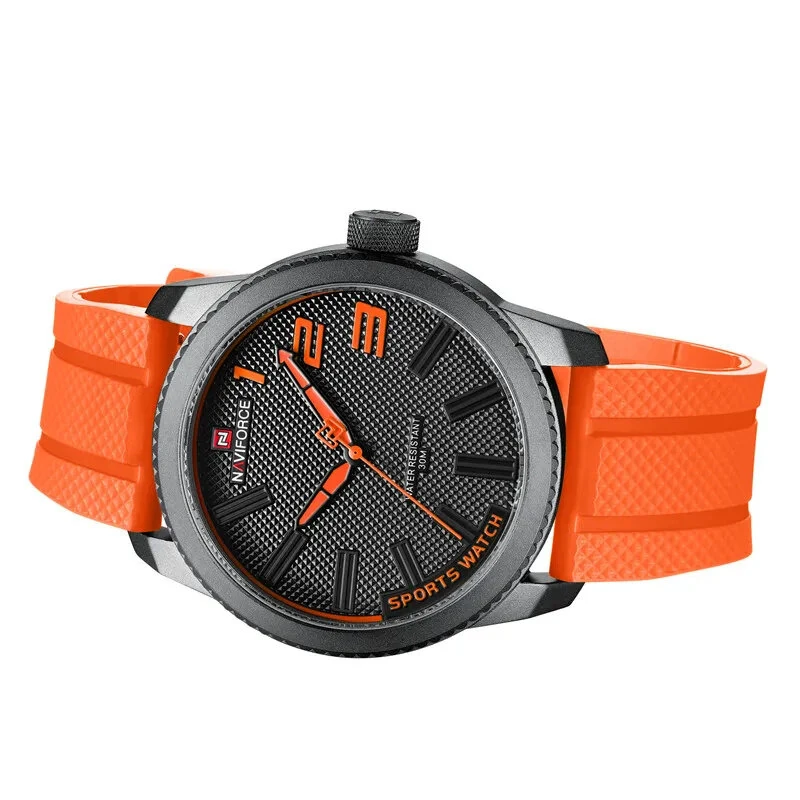NAVIFORCE Men Sport Watch TPU Strap Simple Dial Quartz Wristwatch Waterproof Watch