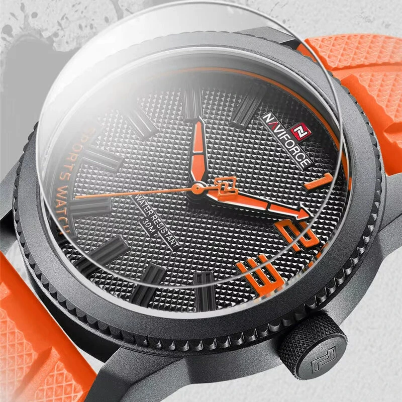 NAVIFORCE Men Sport Watch TPU Strap Simple Dial Quartz Wristwatch Waterproof Watch