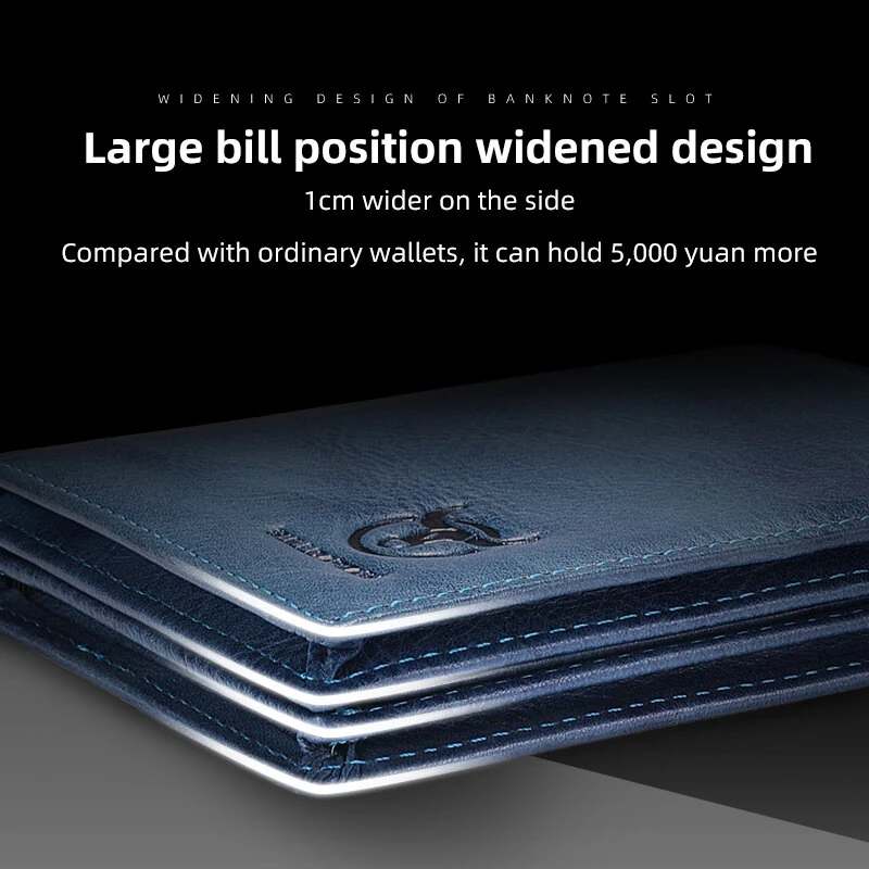 BULLCAPTAIN Men's Genuine Leather RFID Wallet Handmade Cowhide Thin Design Large Capacity Short Coin Purse Clip Business Casual Card Bag Gift