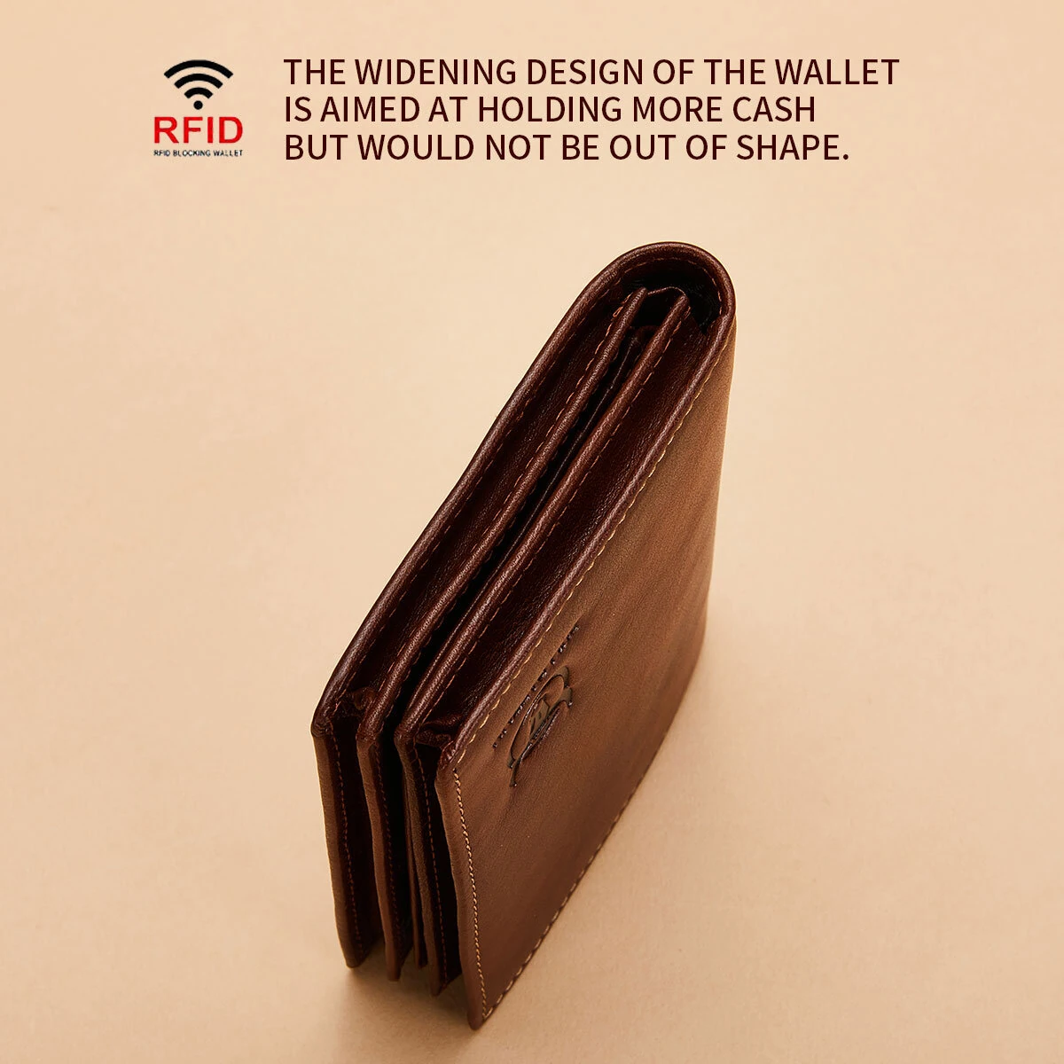 BULLCAPTAIN Men's Genuine Leather RFID Wallet Handmade Cowhide Thin Design Large Capacity Short Coin Purse Clip Business Casual Card Bag Gift