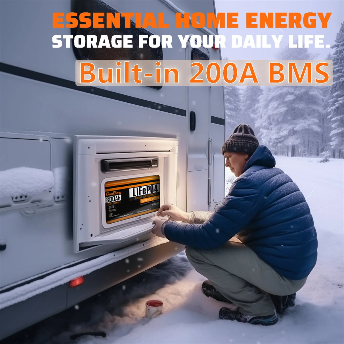 [EU DIRECT] Cloudenergy 12V-24V 100Ah-300Ah LiFePO4 Lithium Battery Pack 3.84kWh Backup Power 6000+Deep Cycles with Longer Runtime, Built-in 200A BMS, Perfect in Solar/Energy Storage System, RV, Marine, Power Bank, CL12-300B