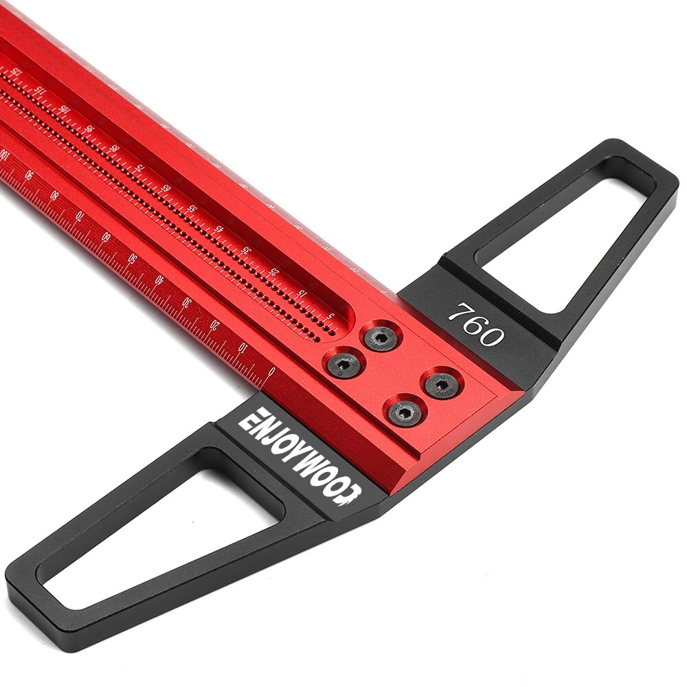 ENJOYWOOD TS Precision Woodworking Line Scriber Marking T Ruler Aluminum Alloy Hole Positioning Marking Gauge 300/400/500/600/760mm