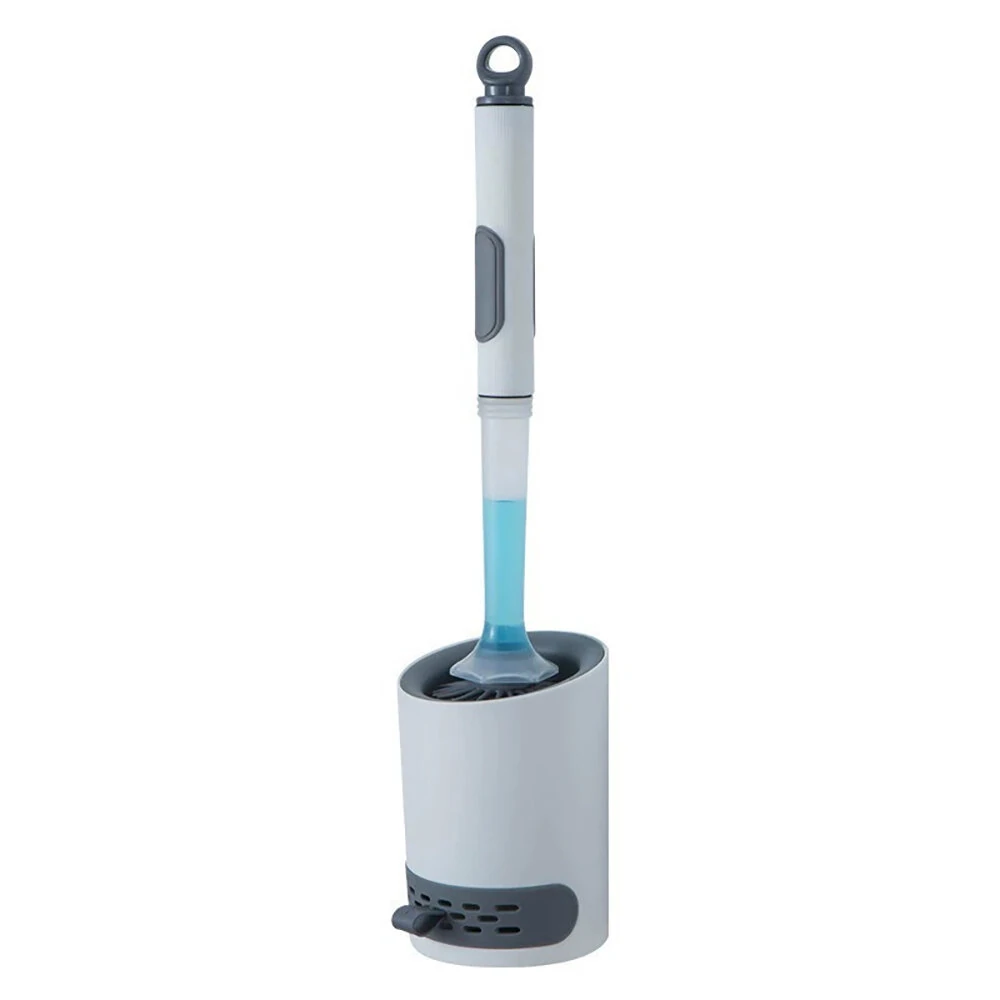 Silicone Plus Liquid Toilet Brush No Dead Corner Toilet Cleaning Brush Water Spray Soft Brush  Long Handle TPR Silicone Refillable Brush with Wall Mounted Bathroom Cleaning