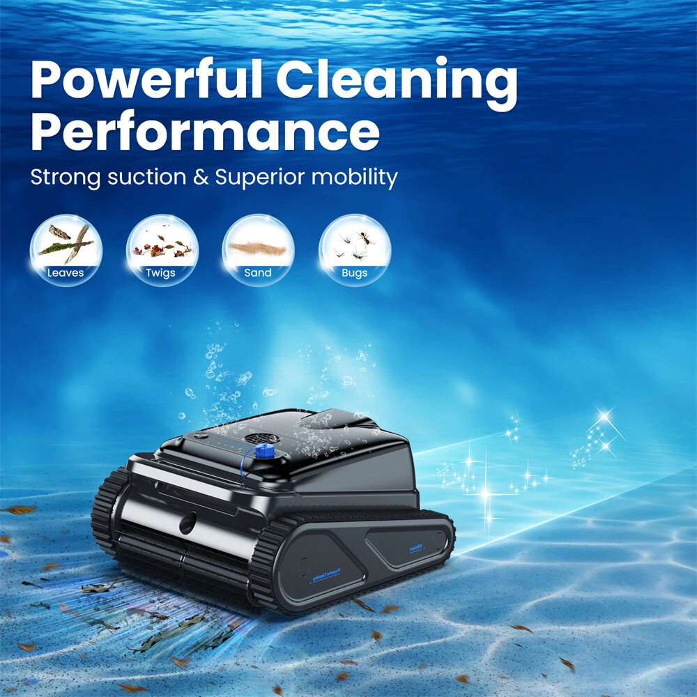 [EU Direct] INSE Y50S Robotic Pool Cleaner, Upgraded Motor, Powerful Wall-Climbing with Scrubber Brushes, Smart Path Navigation, Cordless Pool Vacuum for Inground Pools up to 2000 Sq.ft