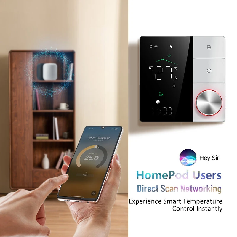 Wireless Matter Smart Thermostat Temperature Controller Wall-mounted 5A/16A Water Gas Boiler Heating Voice Control with Alexa Google Assistant