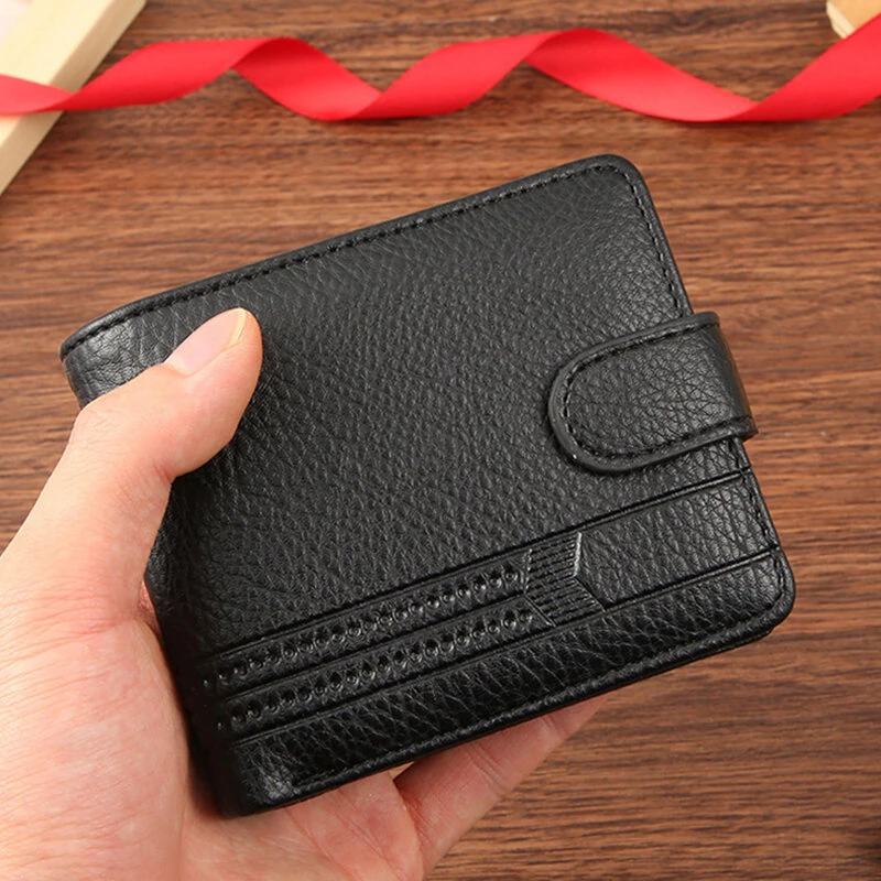 Men Short Wallet Bifold PU Leather Wallet Hasp Coin Purse Credit ID Card Holder Billfold Purse Money Bag