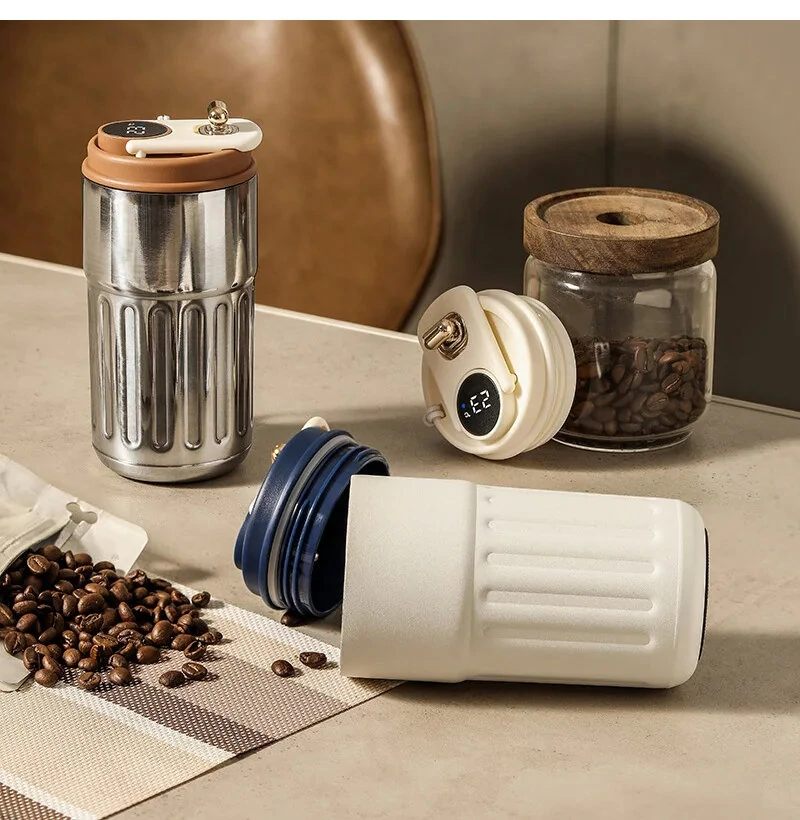 Stainless Steel 316 Smart Thermal Cup with Intelligent Temperature Display 450ml Capacity Perfect Office Coffee Mug Portable with One-Button Flip-top Lid Ideal for Travel
