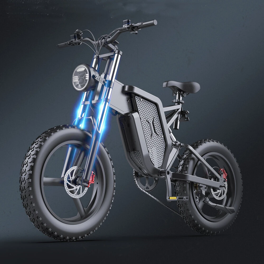 [EU DIRECT] EKXBIKE X20 Electric Bike 48V 35Ah Battery 1000W Motor 20*4.0inch Tires Integrated Wheel 90KM Max Mileage 150KG Max Load Electric Bike