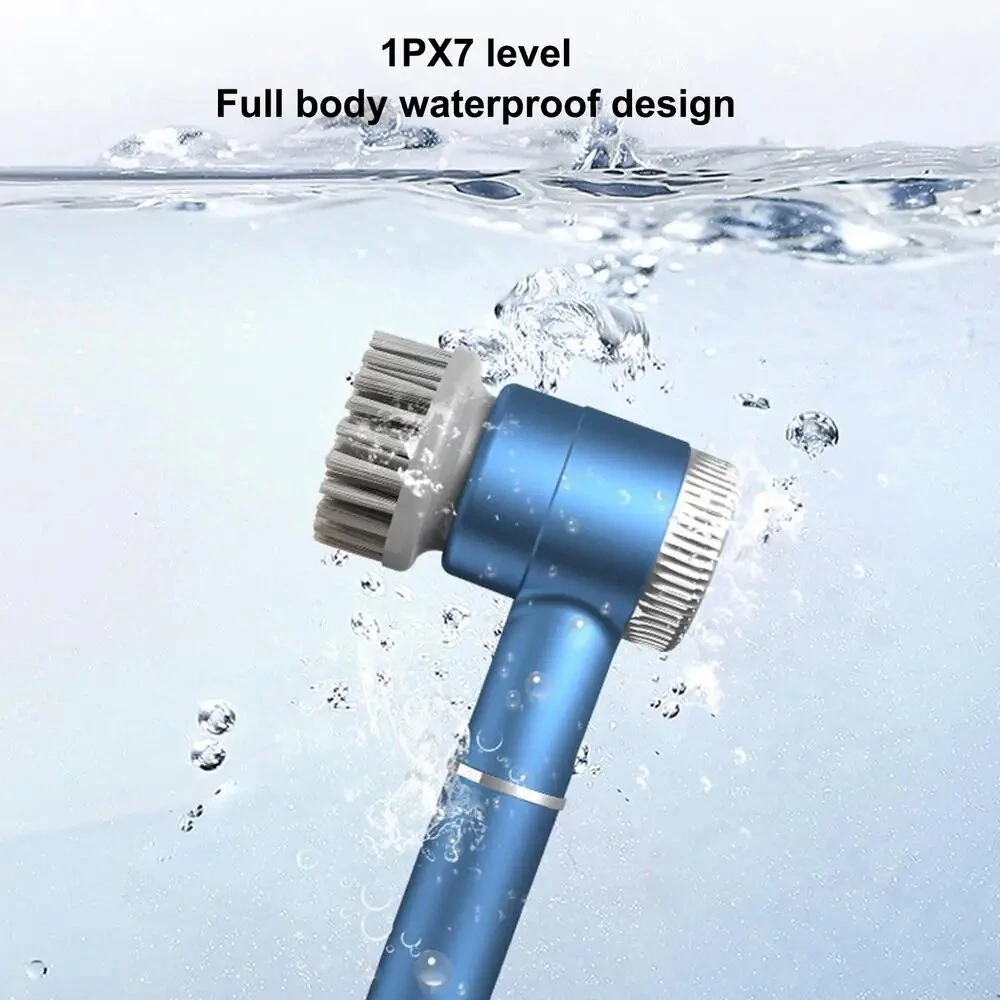 1200mAh Electric Dish Pot Cleaning Brush with 5 Brush Heads Bathroom Professional Cleaning Automatic Handheld Rechargeable Electric Cleaning Brush Kitchen Dishwashing Bottle Brush