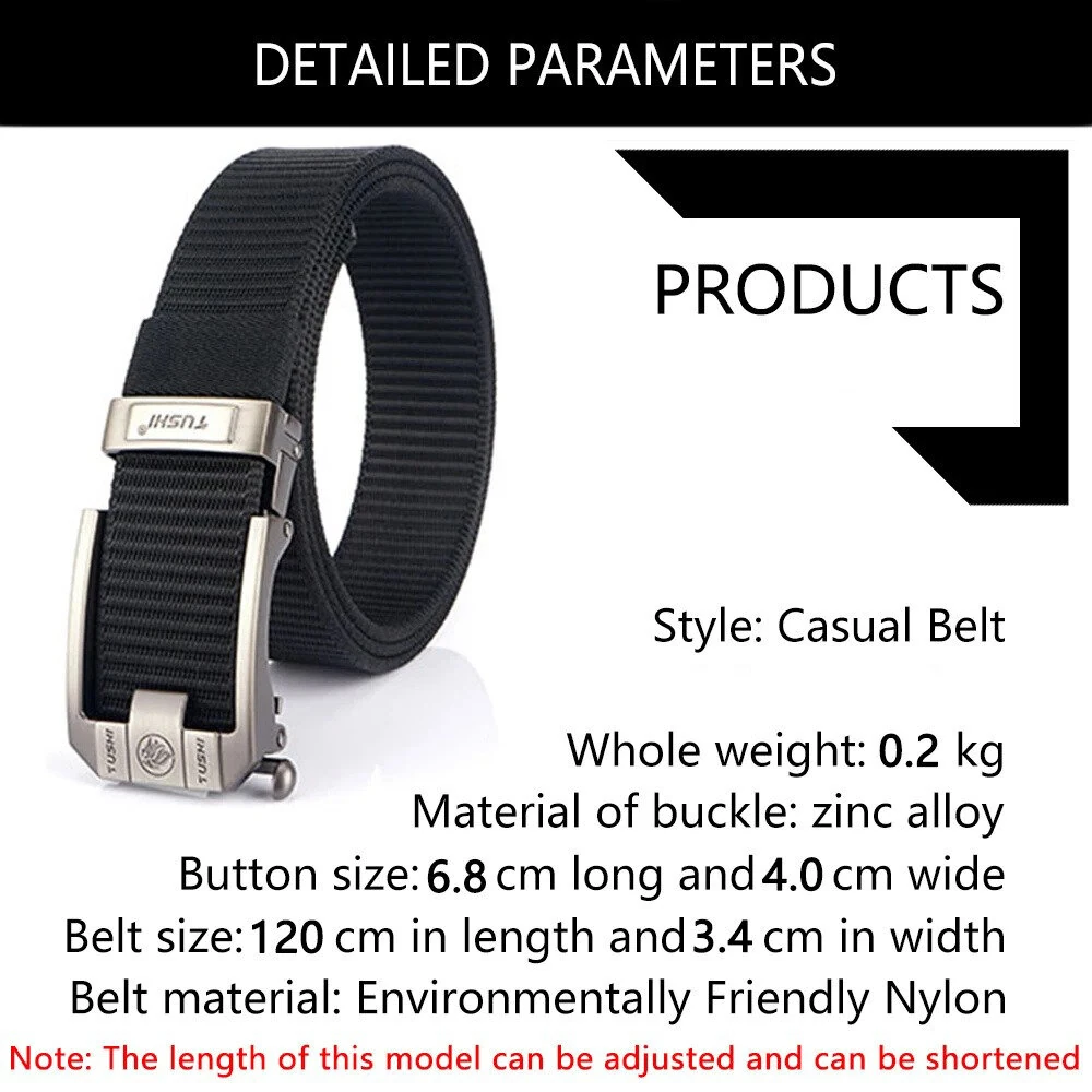 TUSHI 120cm Men Tactical Belt Quick Release Outdoor Military Metal Belt Soft Wear-resistant Nylon Sports Ratchet Belt
