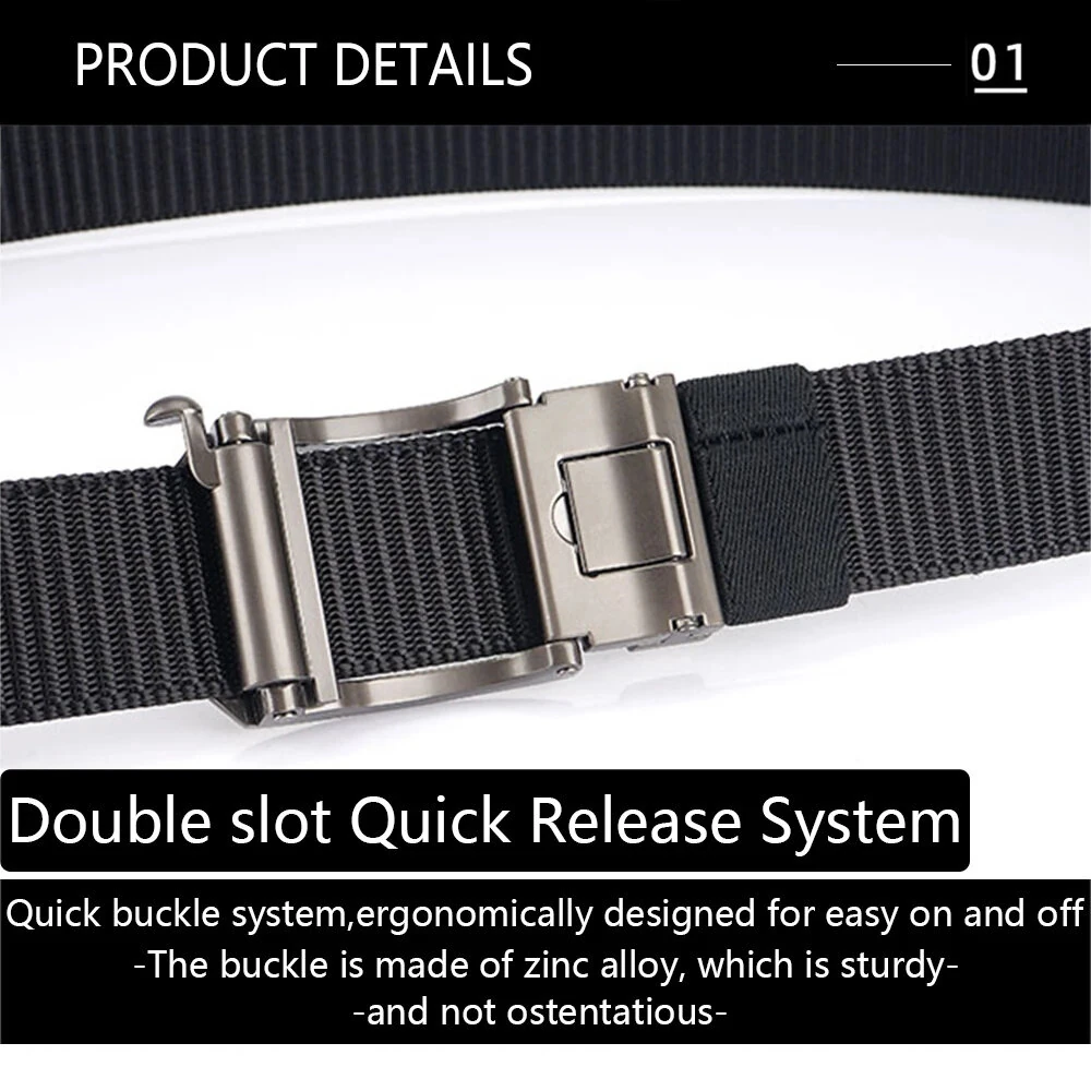 TUSHI 120cm Men Tactical Belt Quick Release Outdoor Military Metal Belt Soft Wear-resistant Nylon Sports Ratchet Belt