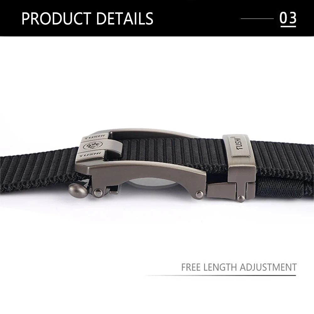 TUSHI 120cm Men Tactical Belt Quick Release Outdoor Military Metal Belt Soft Wear-resistant Nylon Sports Ratchet Belt
