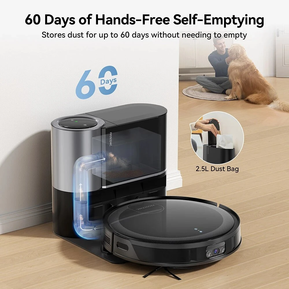 [EU Direct]Proscenic X1S Robot Vacuum Cleaner with Mop, 3000 Pa suction power, 2.5L dust bag, App and voice Control