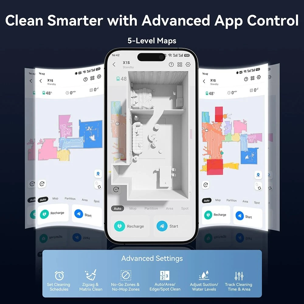 [EU Direct]Proscenic X1S Robot Vacuum Cleaner with Mop, 3000 Pa suction power, 2.5L dust bag, App and voice Control