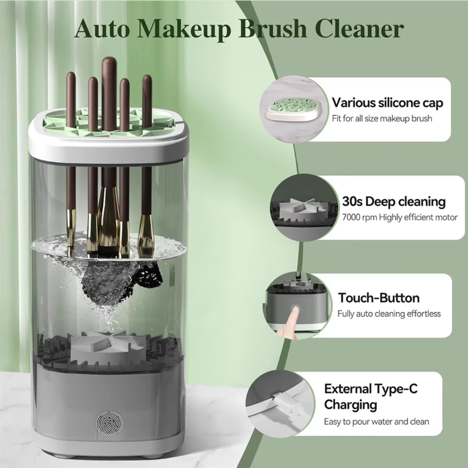 Automatic Electric Makeup Brush Cleaner Machine Automatic Makeup Brush Washer & Holder Quick Efficient for Deep Cleaning