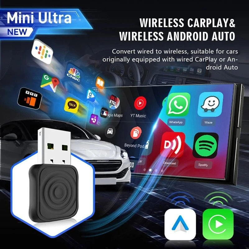 CarlinKit Mini Ultra Wireless USB Adapter for Car CarPlay Android Auto Stability and Convenience Plug and Play