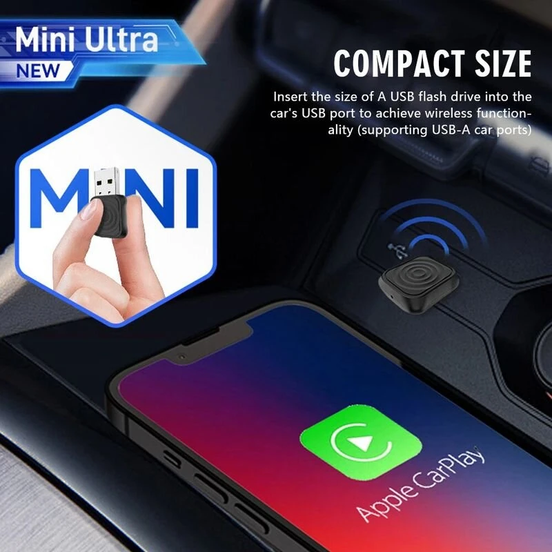 CarlinKit Mini Ultra Wireless USB Adapter for Car CarPlay Android Auto Stability and Convenience Plug and Play