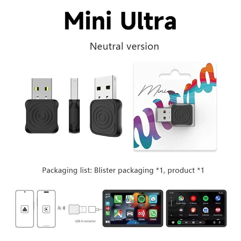 CarlinKit Mini Ultra Wireless USB Adapter for Car CarPlay Android Auto Stability and Convenience Plug and Play