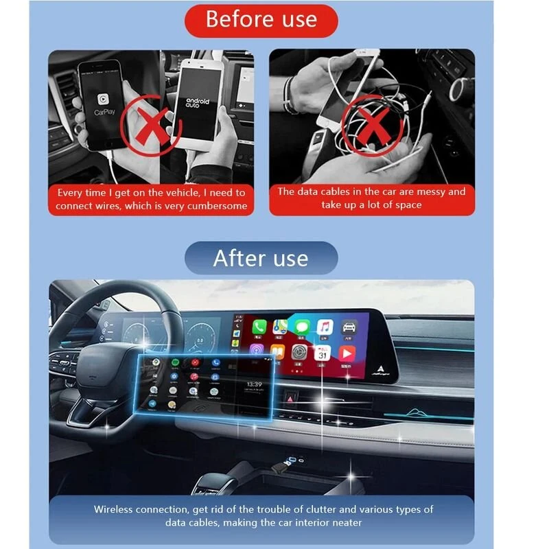 CarlinKit Mini Ultra Wireless USB Adapter for Car CarPlay Android Auto Stability and Convenience Plug and Play