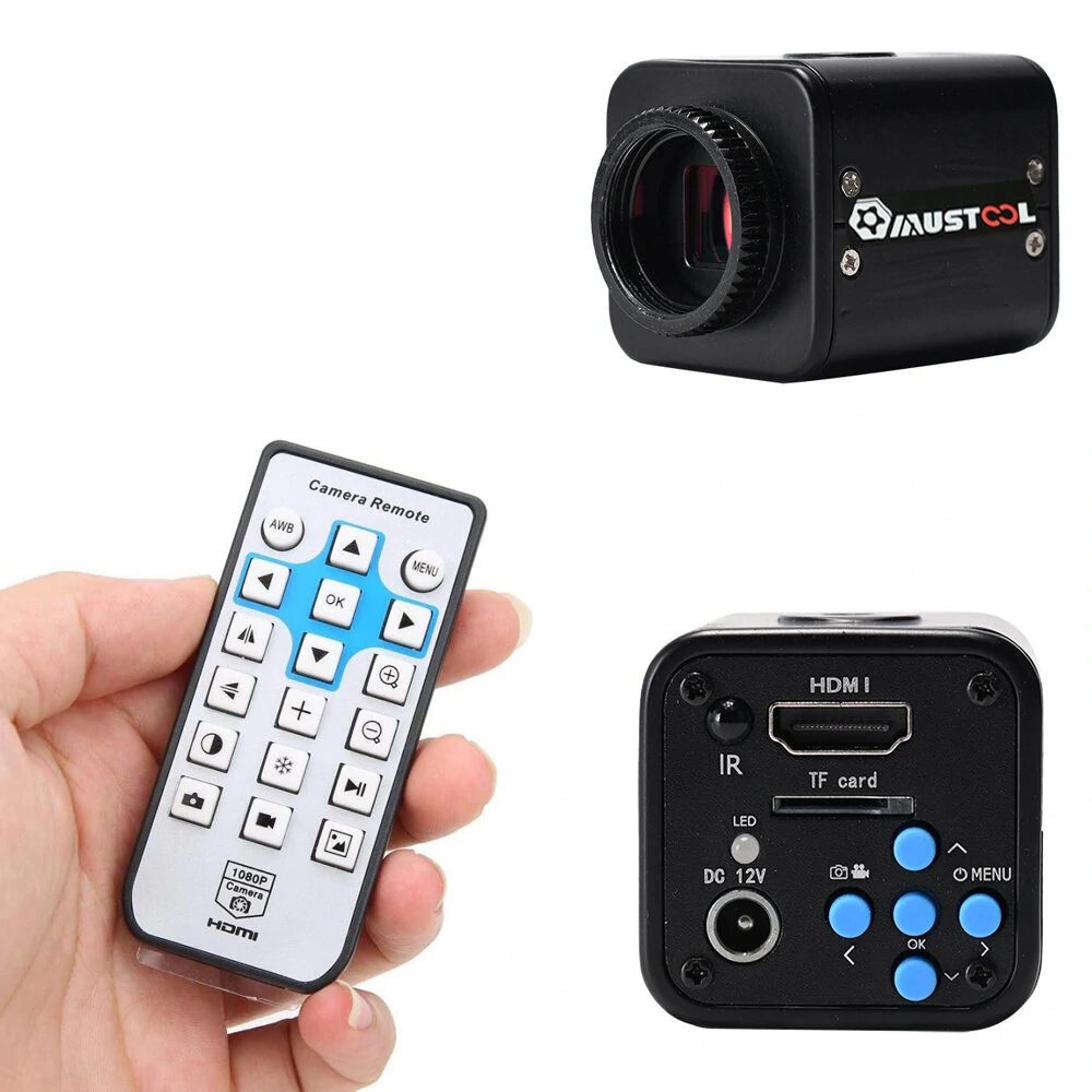 HAYEAR 21MP HDMI Industrial Microscope 1X-130X Zoom 1080P Camera C Mount Lens Remote Control For Digital Image Acquisition