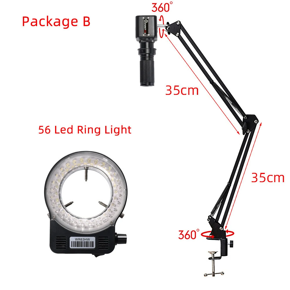 HAYEAR 21MP HDMI Industrial Microscope 1X-130X Zoom 1080P Camera C Mount Lens Remote Control For Digital Image Acquisition