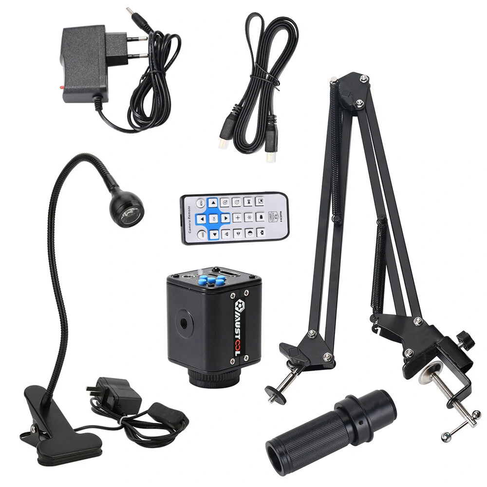 HAYEAR 21MP HDMI Industrial Microscope 1X-130X Zoom 1080P Camera C Mount Lens Remote Control For Digital Image Acquisition